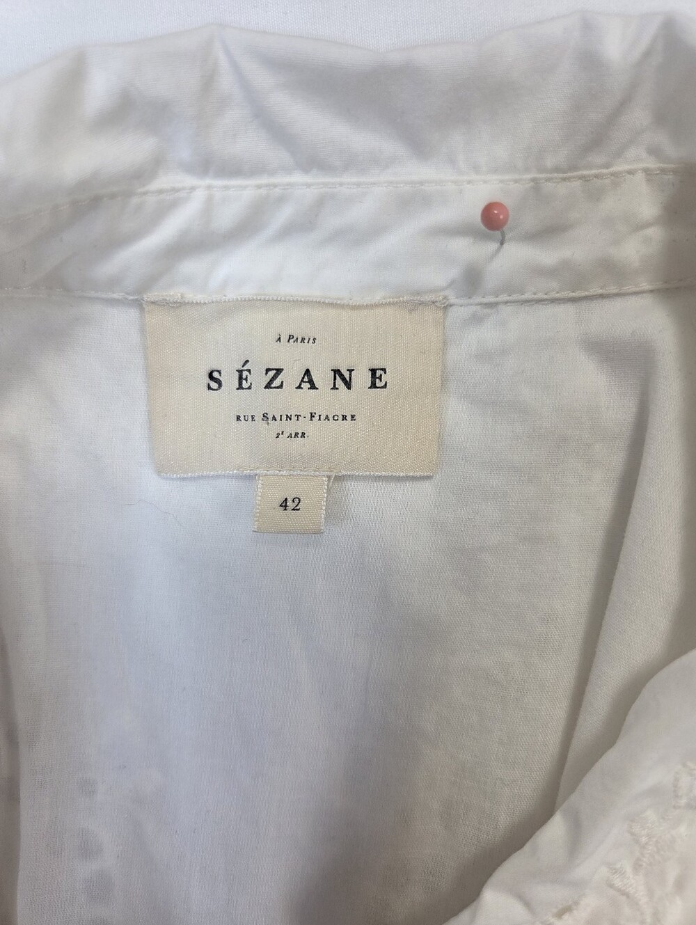 Sézane‎ Elvina Eyelet Embroidered Shirt Dress White EU 42 Runs Small - Picture 2 of 13
